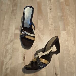 Italian Shoemakers Wooden Wedge Heels Y2K Brown Size 9